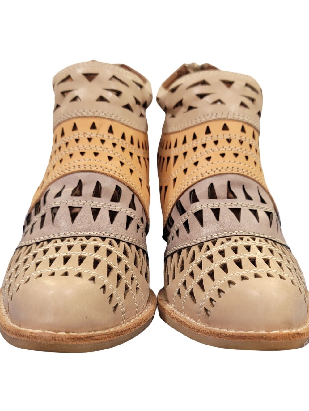 Jeffrey Campbell Free People Faviola Cutout Western Booties Tri-Color Taupe 7.5 - Picture 10 of 17